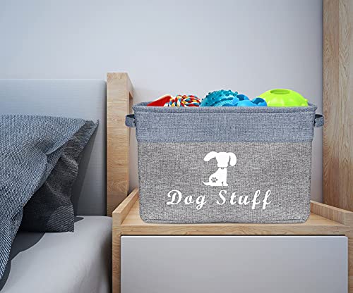 Morezi Caja de Juguetes para Mascotas, Material de Lona, ​​con asa, fácil de Transportar. Adecuado para almacenar Juguetes para Mascotas, Suministros y Accesorios para Mascotas-Perro-Azul Gris