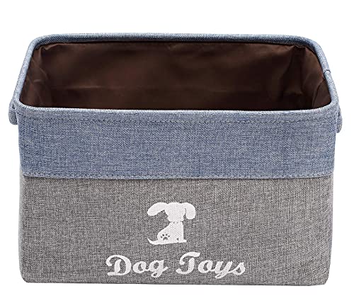 Morezi Caja de Juguetes para Mascotas, Material de Lona, ​​con asa, fácil de Transportar. Adecuado para almacenar Juguetes para Mascotas, Suministros y Accesorios para Mascotas-Perro-Azul Gris