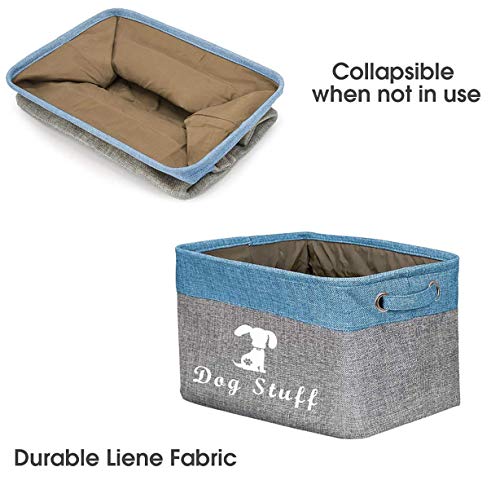 Morezi Caja de Juguetes para Mascotas, Material de Lona, ​​con asa, fácil de Transportar. Adecuado para almacenar Juguetes para Mascotas, Suministros y Accesorios para Mascotas-Perro-Azul Gris