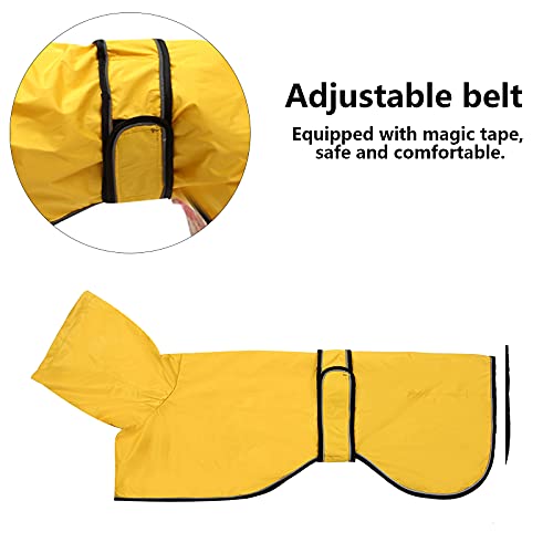 MOREZI Chubasquero para Perro, Cortaviento e Impermeable, Cuello Alto abatible, con Orificio para Cuerda de Seguridad y Hebilla de Velcro, Apto para Perros de tamaño Mediano-Amarillo-XXXL