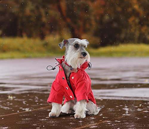 MOREZI Chubasquero para Perros con Cremallera y Botones Reflectantes, Resistente al Viento y a la Lluvia, cordón Ajustable, Capucha Desmontable-Rosa-M