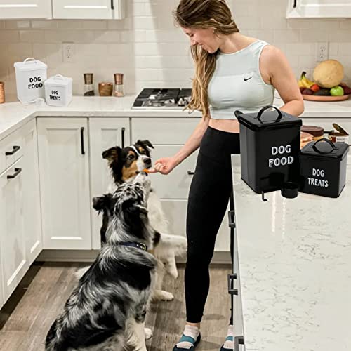 MOREZI Juego de recipientes para comida y refrigerios para mascotas con tapa y cuchara, tarro de almacenamiento de comida para perros-Blanco