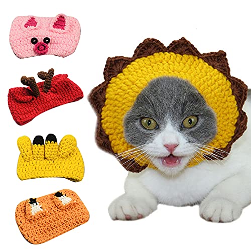 Mothcattl Sombreros para Perros - Bonito Sombrero Hecho a Mano para Perros y Gatos, Gorras de Disfraz, Cabeza de Animal, decoración para Fiestas, Accesorio para Mascotas, Color Rosa Cerdito S