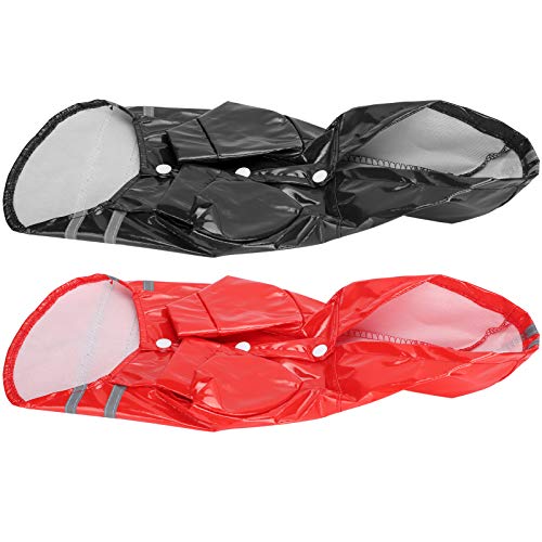 Mothinessto Impermeable a Rayas Reflectantes para Perros Chaqueta Impermeable para Mascotas Traccionable Impermeable con Capucha para Perros para Todas(Red+Black, L)