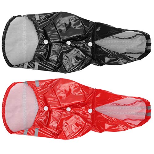 Mothinessto Impermeable a Rayas Reflectantes para Perros Chaqueta Impermeable para Mascotas Traccionable Impermeable con Capucha para Perros para Todas(Red+Black, L)