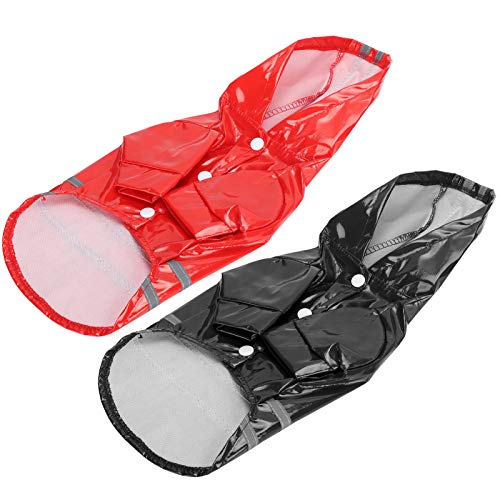 Mothinessto Impermeable a Rayas Reflectantes para Perros Chaqueta Impermeable para Mascotas Traccionable Impermeable con Capucha para Perros para Todas(Red+Black, L)