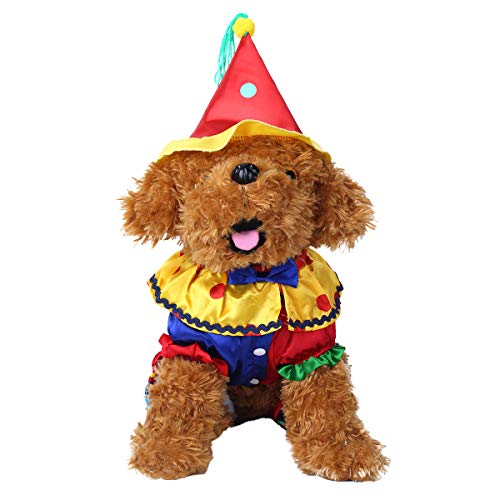 MSemis Ropa para Perros Disfraz de Mascota Ropa Conjuntos de Fiesta Navidad Carnaval Traje para los Perros Pequeños Sudadera+Sombrero Rojo 15.0"/39cm