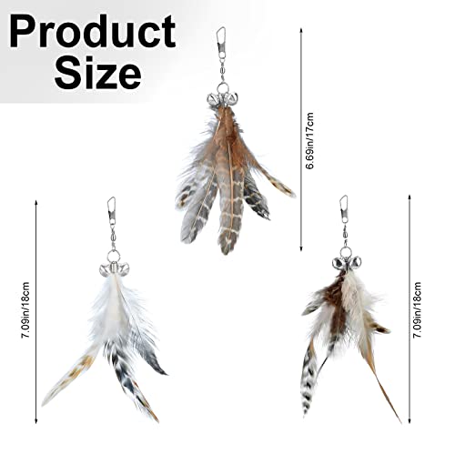 MWOOT 6 Piezas Juguetes Plumas Gato con Campanas, Accesorio Giratorio Juguetes Plumas para Gatos Interior, Recargas Plumas Repuesto con Campanas, Juguetes Gatos Plumas para Jugar y Ejercicio