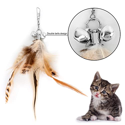 MWOOT 6 Piezas Juguetes Plumas Gato con Campanas, Accesorio Giratorio Juguetes Plumas para Gatos Interior, Recargas Plumas Repuesto con Campanas, Juguetes Gatos Plumas para Jugar y Ejercicio