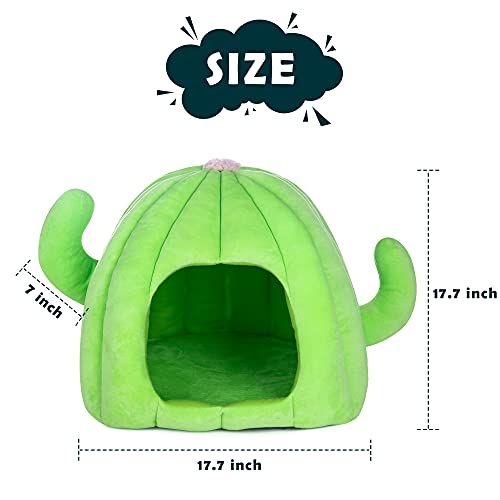 My OLi Cama de gato autocalentante, casa de cactus, casa de gato para interior y gatos, casa con cojín, lavable a máquina, cama de mascotas para gatos, perros pequeños, cachorros, gatitos, gatitos