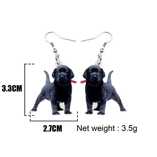 NA Pendientes de perro labrador de acrílico negro grande colgante gota lindo animal joyería para mascotas