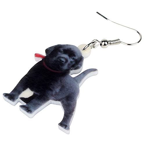 NA Pendientes de perro labrador de acrílico negro grande colgante gota lindo animal joyería para mascotas