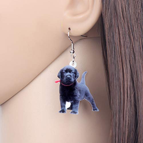 NA Pendientes de perro labrador de acrílico negro grande colgante gota lindo animal joyería para mascotas