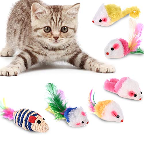 Nabance 36 Piezas Juguetes para Gatos, Juguete Interactivo con Plumas para Gatito, Set di Juguetes para Gatita Interactivo Ratones, Juguetes para Gatos con Plumas Túnel, Gatos Interactivo Varita