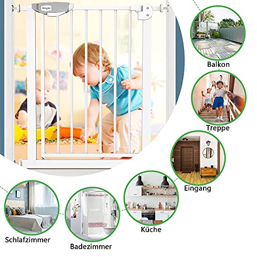 NAIZY Barrera de Seguridad de Niños para Puertas y pasillos Perros Escaleras - Autoclose N Stop Sin Taladrar (105-115cm)