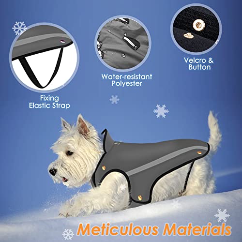 Nasjac Chaqueta de Invierno para Perros, Abrigo para Perros Cuello Ajustable y tamaño de Pecho Chaleco para Mascotas con Rayas Reflectantes suéter Impermeable para Perros Traje de Nieve (XXL, Gris)