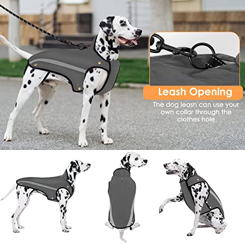 Nasjac Chaqueta de Invierno para Perros, Abrigo para Perros Cuello Ajustable y tamaño de Pecho Chaleco para Mascotas con Rayas Reflectantes suéter Impermeable para Perros Traje de Nieve (XXL, Gris)