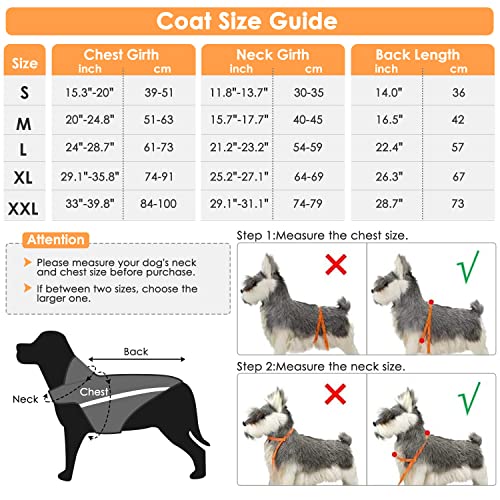 Nasjac Chaqueta de Invierno para Perros, Abrigo para Perros Cuello Ajustable y tamaño de Pecho Chaleco para Mascotas con Rayas Reflectantes suéter Impermeable para Perros Traje de Nieve (XXL, Gris)