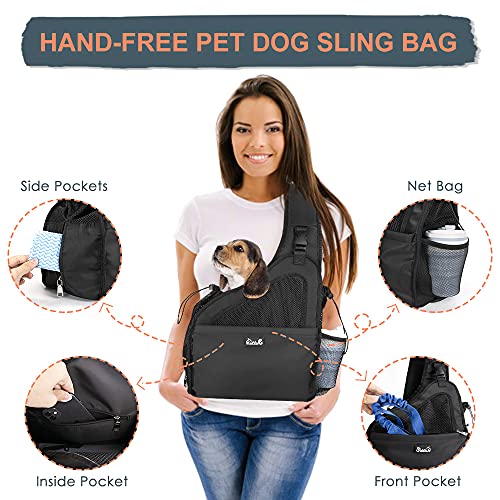 Nasjac Pet Sling Carrier, Manos Libres Papoose Small Animal Puppy Travel Bag Tote Correa Acolchada Ajustable Malla Transpirable Soporte Inferior Duro Cinturón de Apertura con cordón Lavable