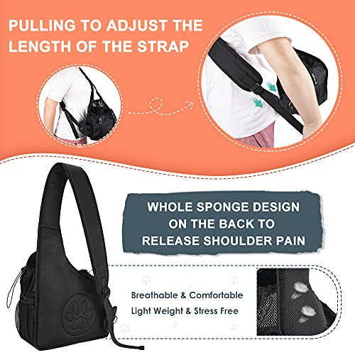 Nasjac Pet Sling Carrier, Manos Libres Papoose Small Animal Puppy Travel Bag Tote Correa Acolchada Ajustable Malla Transpirable Soporte Inferior Duro Cinturón de Apertura con cordón Lavable