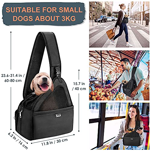 Nasjac Pet Sling Carrier, Manos Libres Papoose Small Animal Puppy Travel Bag Tote Correa Acolchada Ajustable Malla Transpirable Soporte Inferior Duro Cinturón de Apertura con cordón Lavable