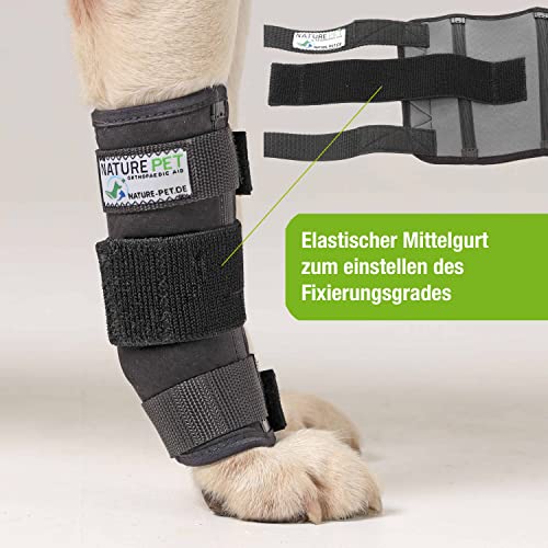 NATURE PET Vendaje para la articulación carpometacarpiana de Perro/Vendaje de protección de la articulación carpiana/Vendaje de protección de Perros Carpolock Medium Negro - L