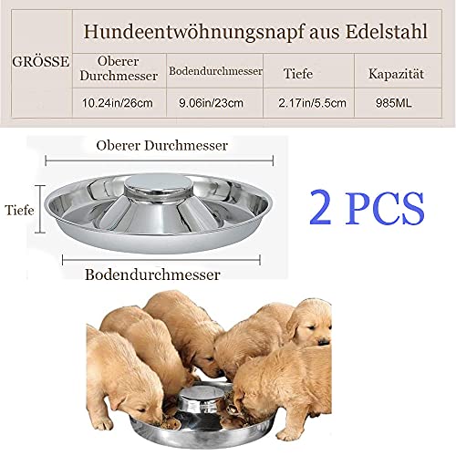 NAUXIU 3 Piezas Cuenco para Cachorros,Cuenco de Acero Inoxidable para Perros,Comedero de destete,Adecuado para Que Varias Mascotas coman simultáneamente (26cm)