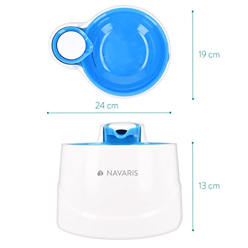 Navaris Fuente de Agua para Gatos y Perros - Bebedero de 2 litros con Filtro y Bomba Sumergible - Dispensador de Agua con Flujo Ajustable Color Azul