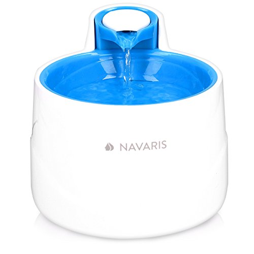 Navaris Fuente de Agua para Gatos y Perros - Bebedero de 2 litros con Filtro y Bomba Sumergible - Dispensador de Agua con Flujo Ajustable Color Azul