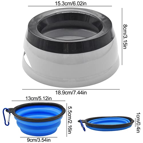 NC Bebedero Perro Anti-Salpicaduras, Xiuyer 2pcs No Spill Water Bowl for Car Plástico, Cuenco Plegable para Perros Silicona, Plato de Riego Portátil para Alimentación de Mascotas