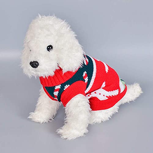 NC Ropa para Mascotas, suéter Rojo navideño Festivo Vintage para Mascotas, Jersey para Perros, suéter de muñeco de Nieve, Otoño Invierno, Ropa de Punto cálida, Disfraz