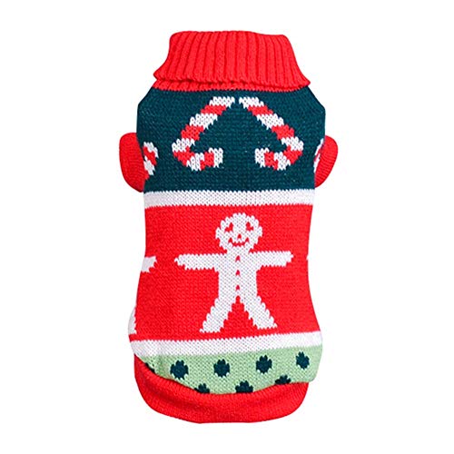 NC Ropa para Mascotas, suéter Rojo navideño Festivo Vintage para Mascotas, Jersey para Perros, suéter de muñeco de Nieve, Otoño Invierno, Ropa de Punto cálida, Disfraz