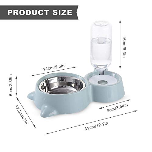 N/D Keilafu Cuenco de Gato Elevado, Cuenco de Perro levantado, Comedero automático para Mascotas y dispensador de Agua Azul 2 en 1, Cuenco Doble para Gatos con Soporte Elevado para Cachorros, Gatos