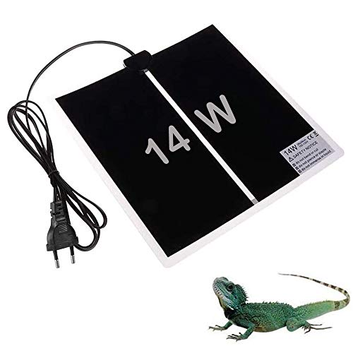 NEKOSUKI Manta Calefactora para Reptiles, 14W 11x11 IN Tapetes Térmicos para Terrarios con Temperatura Ajustable para Tortuga, Serpientes, Lagartos, Geckos, Arañas, Almohadilla Térmica para Reptiles