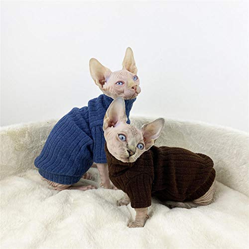 NELIT Sphynx Cat Ropa Cálido Suéter de Cuello Alto Pies de Pelo Cat Ropa de Gato-Café pies Cortos_L