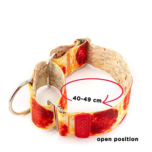 Nenoo Collar Martingale para Galgos y Otros Perros Que Escapan de los Collares Normales. Patrón de Deliciosa Pizza! 30-49 cm