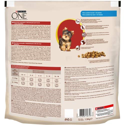 Nestlé Purina One Comida para Perro Junior pienso para Perro con Pollo y Arroz 1.5 g - Pack de 6