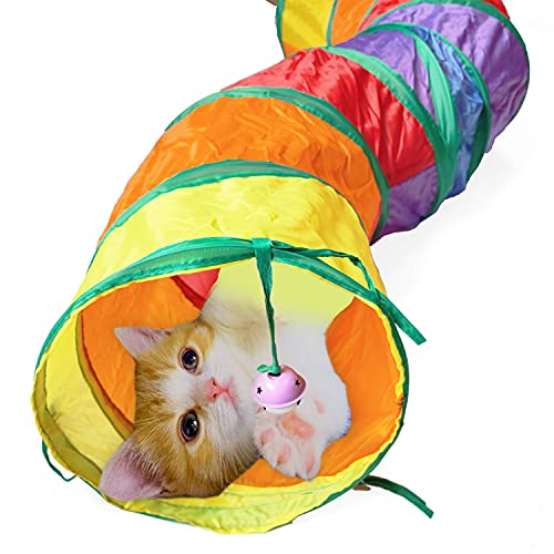 NextPro Cat Tunnel con mirillas, tubo de túnel plegable en forma de S para mascotas y gatos para gatos de interior