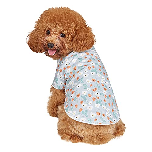 NIBESSER Ropa para perros, camiseta con estampado de flores, camisetas de manga corta, para perros, cachorros, suéter sin mangas, para primavera y verano (azul (manga corta), L)