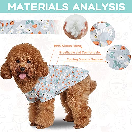 NIBESSER Ropa para perros, camiseta con estampado de flores, camisetas de manga corta, para perros, cachorros, suéter sin mangas, para primavera y verano (azul (manga corta), L)