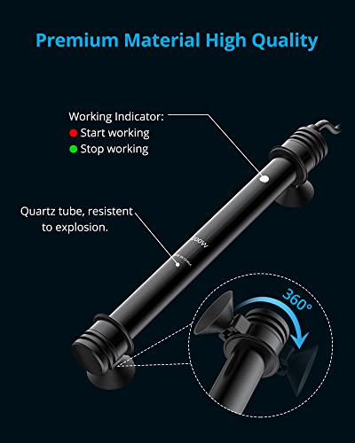 NICREW Calentador Mecánico 200W Acuario con Controlador Ajustable, Calentador Sumergible de Acuario, Calentador para Acuario 120-200 L