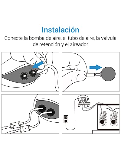 NICREW Classic Bomba Aire Acuario, Oxigenador con Aireador para Acuario hasta 100 L, Flujo de Aire Está en 2x2,5 L/Min, 2,5 W, Silencioso <37 dB