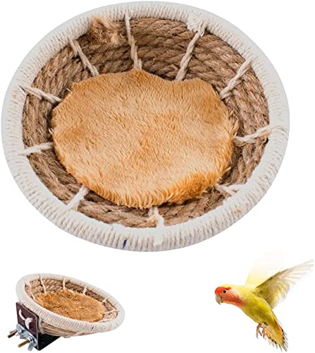 Nido para pájaros de cuerda de cáñamo, nido para jaulas, loros, periquitos, cacatúas, cacatúas, canasta para dormir, periquitos, cesta para animales pequeños