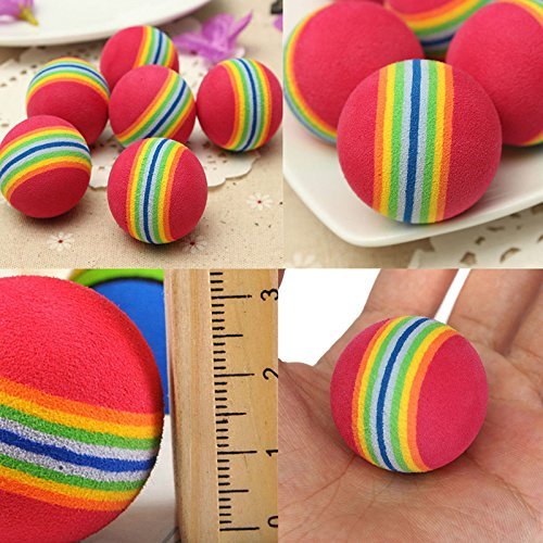 Nikgic - 10 pelotas de gato de 3,5 cm de espuma suave juguetes de animales arcoíris pelotas pequeñas para mascotas pelota de espuma suave para gato