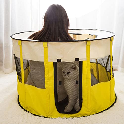 NIQIU Jaula antimosquitos para Gatos Casa portátil para Mascotas Espacio Grande Sala de Parto para Gatos Sala de Parto Plegable Tienda para Mascotas Cerrada Perrera para Perros-Gris, M 90x90x55cm