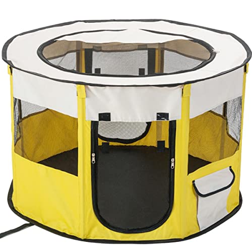 NIQIU Jaula antimosquitos para Gatos Casa portátil para Mascotas Espacio Grande Sala de Parto para Gatos Sala de Parto Plegable Tienda para Mascotas Cerrada Perrera para Perros-Gris, M 90x90x55cm