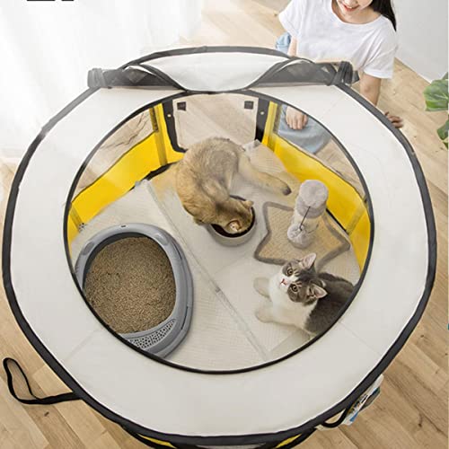 NIQIU Jaula antimosquitos para Gatos Casa portátil para Mascotas Espacio Grande Sala de Parto para Gatos Sala de Parto Plegable Tienda para Mascotas Cerrada Perrera para Perros-Gris, M 90x90x55cm