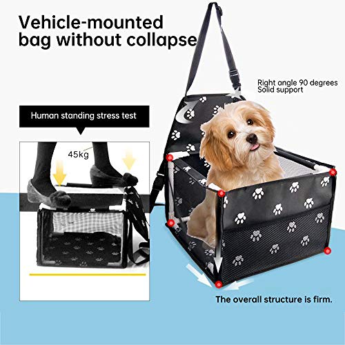 NLYWB Asiento para Perro pequeño, Coche Elevador Mascotas, diseño de Hebilla, previene el mareo por Movimiento, Resistente, Duradero, Plegable, Apto Gatos, Perros, etc, tamaño 12.6x15.7x9.4 Pulgadas