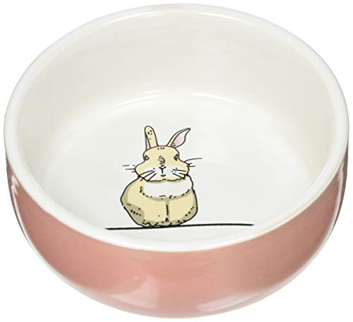 Nobby Cuenco de cerámica para roedores Rabbit, Color salmón/Blanco, diámetro 11 cm x 4,5 cm