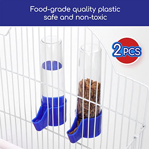 Nobleza - 2 x Bebedero de Plástico en Voladeras para Pájaros, Bebedero Automático y Comedero 90ml - Adecuado para Aves de Compañía Pequeñas y Medianas como Canarios y Periquitos